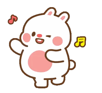 Cartoon Rabbit With Pink Circle On Chest Sticker