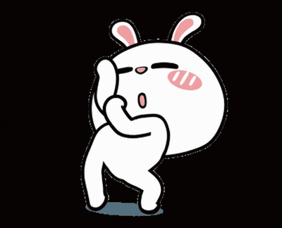 Cartoon Rabbit With Pink Ears Covering Face GIF