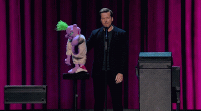Cartoon Rabbit With Pink Ears Covering Face GIF