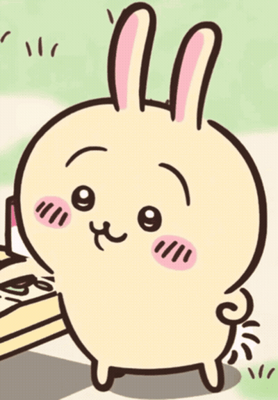 Cartoon Rabbit With Pink Ears Eating GIF