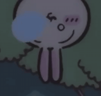 Cartoon Rabbit With Pink Ears Eating GIF
