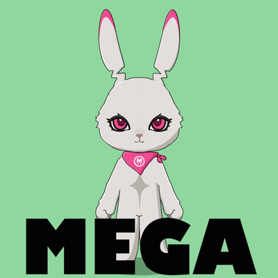 Cartoon Rabbit With Pink Scarf Saying Mega GIF