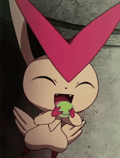 Cartoon Rabbit With Pink V Holding Green Object GIF