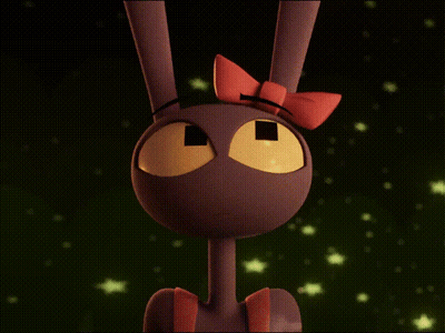 Cartoon Rabbit With Red Bow GIF