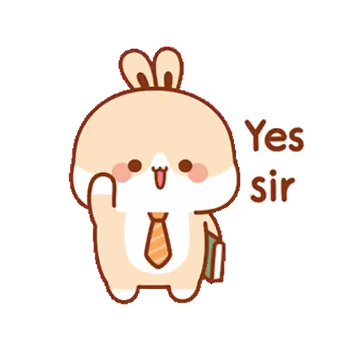 Cartoon Rabbit With Tie And Book Saying Yes Sir Sticker
