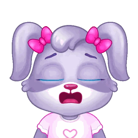 Cartoon Rabbit Yawning With Pink Bows Sticker