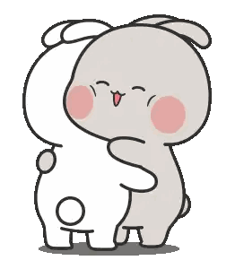 Cartoon Rabbits Hugging Sticker