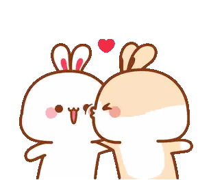 Cartoon Rabbits Kissing With Heart Sticker