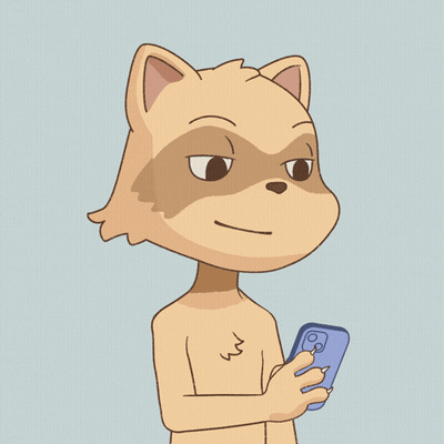 Cartoon Raccoon Holding Phone GIF
