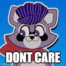 Cartoon Raccoon In Purple Hat And Scarf Says Dont Care GIF