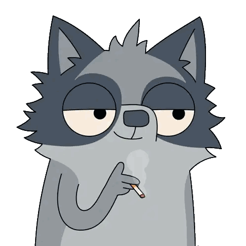 Cartoon Raccoon Smoking Cigarette Sticker