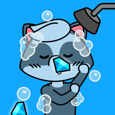 Cartoon Raccoon Taking Shower With Soap Bubbles GIF
