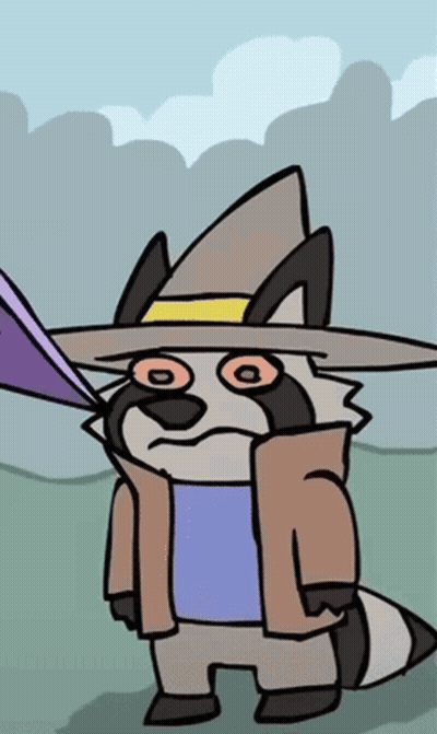 Cartoon Raccoon Wearing Hat And Jacket GIF