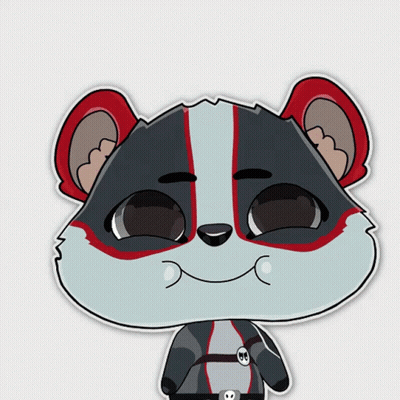 Cartoon Raccoon With Skull On Belt GIF