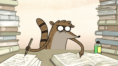 Cartoon Raccoon Writing On Paper With Pencil GIF