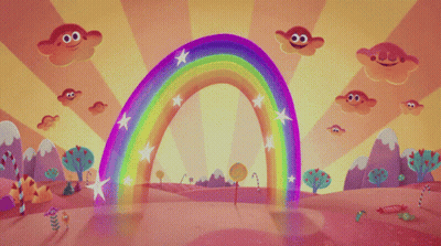Cartoon Rainbow With Face GIF