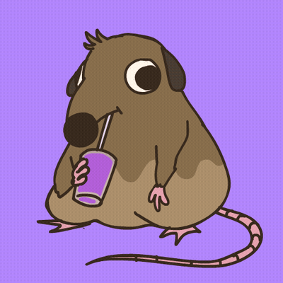 Cartoon Rat Drinking From Purple Cup With Straw GIF