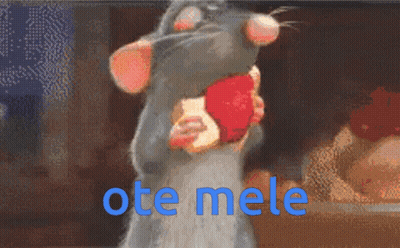 Cartoon Rat Holding Apple With Ote Mele GIF
