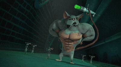 Cartoon Rat Holding Green Weapon GIF