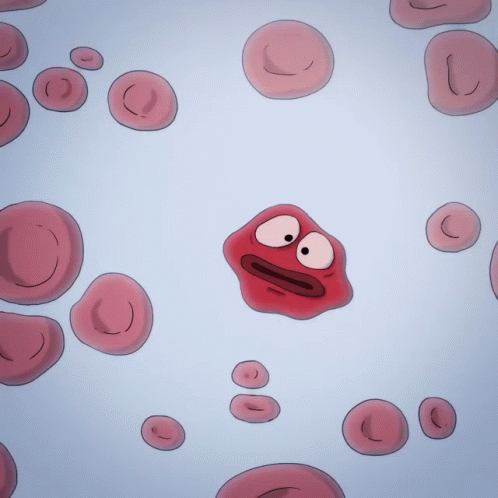 Cartoon Red Blood Cells With Faces GIF