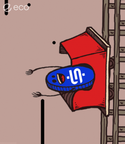 Cartoon Red Car With Blue Sign Saying LN GIF