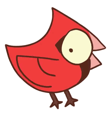 Cartoon Red Cardinal With Big Eye Sticker