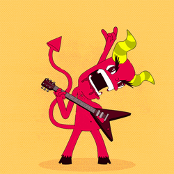 Cartoon Red Devil Rock On GIF