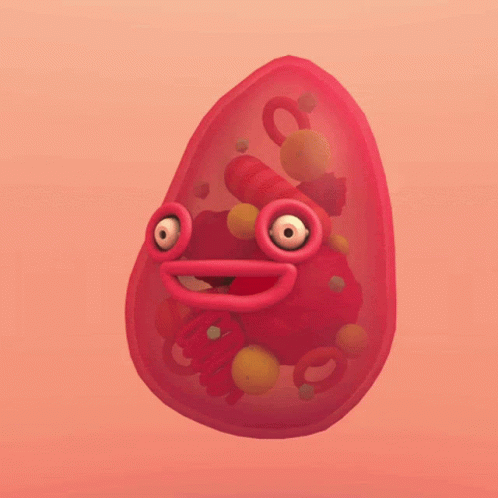 Cartoon Red Egg With Face GIF