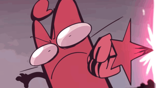 Cartoon Red Object With Star In Hand GIF