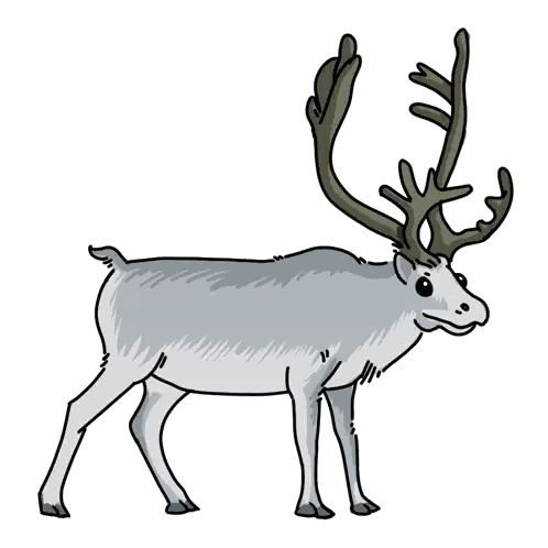 Cartoon Reindeer With Long Antlers Sticker