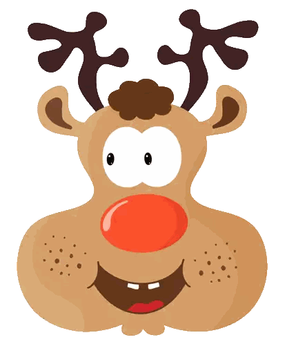 Cartoon Reindeer With Red Nose Sticker