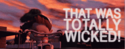 Cartoon Riding Bike Saying That Was Totally Wicked GIF
