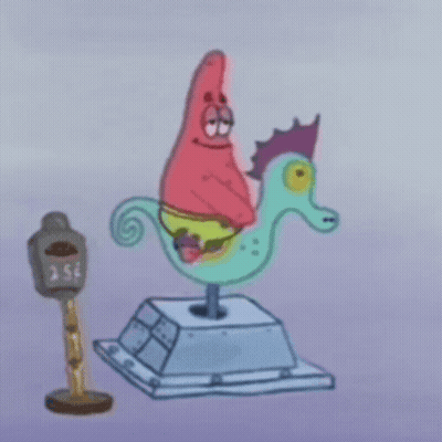 Cartoon Riding Seahorse Next To Parking Meter GIF
