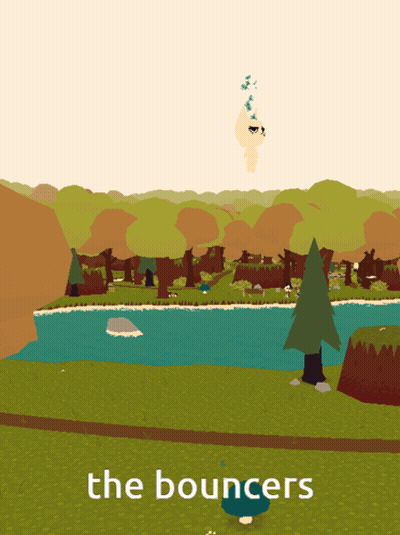 Cartoon River With Words The Bouncers GIF