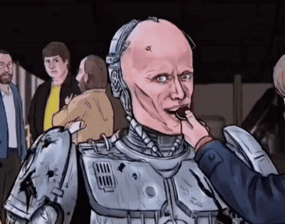 Cartoon Robot Eating Oreo Cookie GIF