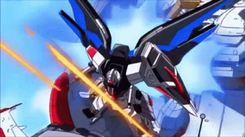 Cartoon Robot Flying With Sword GIF