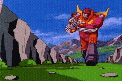 Cartoon Robot Holding Baby GIF