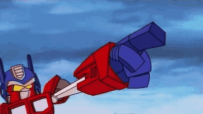 Cartoon Robot Pointing Gun At Another Robot GIF