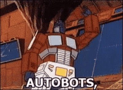 Cartoon Robot Saying Autobots GIF