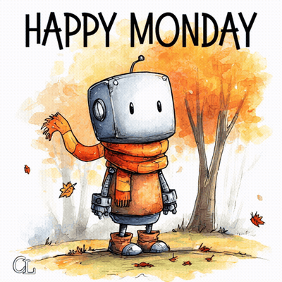 Cartoon Robot Saying Happy Monday GIF