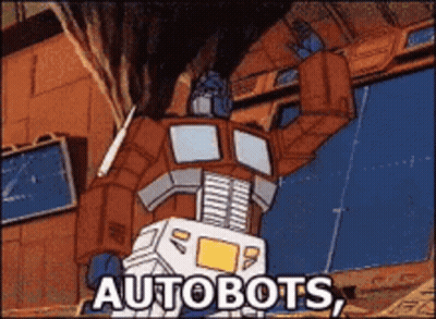 Cartoon Robot Says Autobots GIF