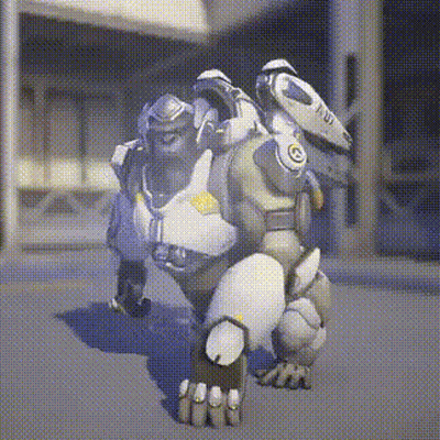 Cartoon Robot Standing On Concrete GIF