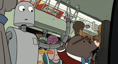Cartoon Robot Wearing Brooklyn Hat GIF