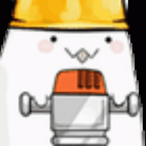Cartoon Robot Wearing Yellow Hard Hat GIF