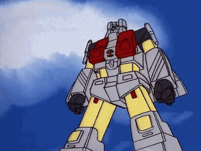 Cartoon Robot With Blue Sky GIF