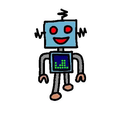 Cartoon Robot With Green Eyes Sticker