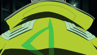 Cartoon Robot With Green Light On Back GIF