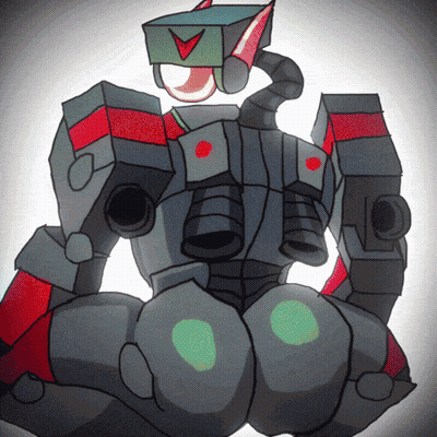 Cartoon Robot With Letter V GIF