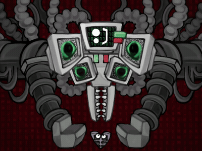 Cartoon Robot With Number 8 On Face GIF