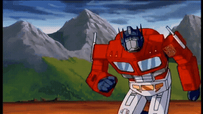 Cartoon Robot With Optimus On Chest GIF